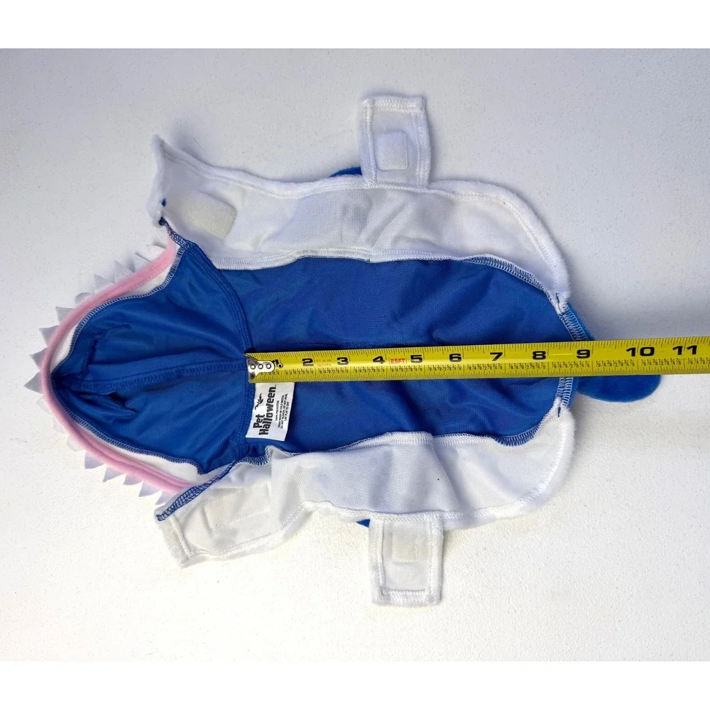 Pet Halloween Blue Shark Dog Costume Small Plush Fleece Fin Teeth Ocean Sea Jaws